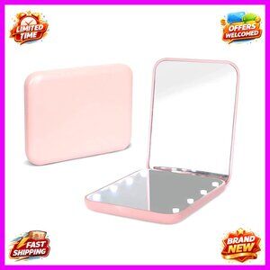 LED Lighted Compact Travel Makeup Mirror 1X 3X Magnification Portable Folding